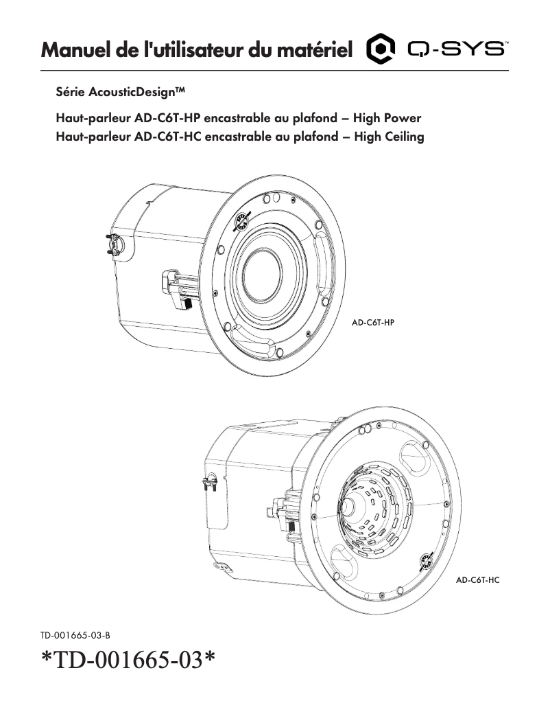 Page 1 de la notice Manuel utilisateur QSC AD-C6T-HP