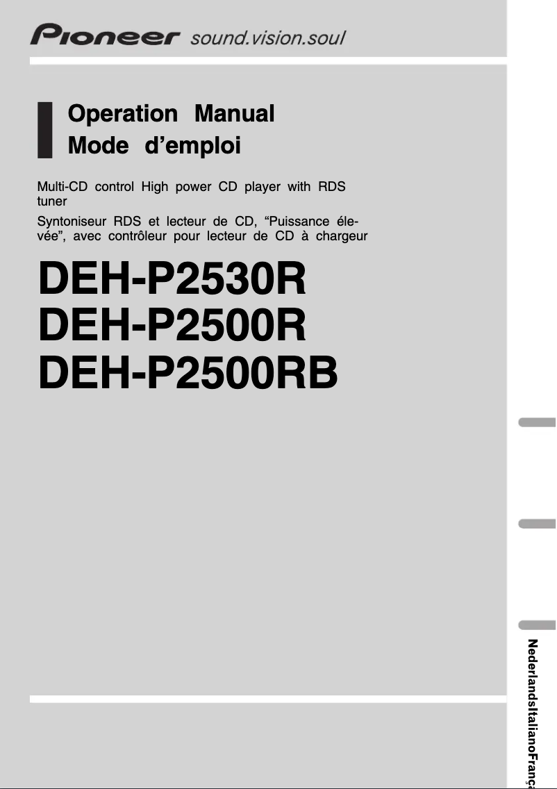 Página 1 del manual Manual de usuario Pioneer DEH-P2500R
