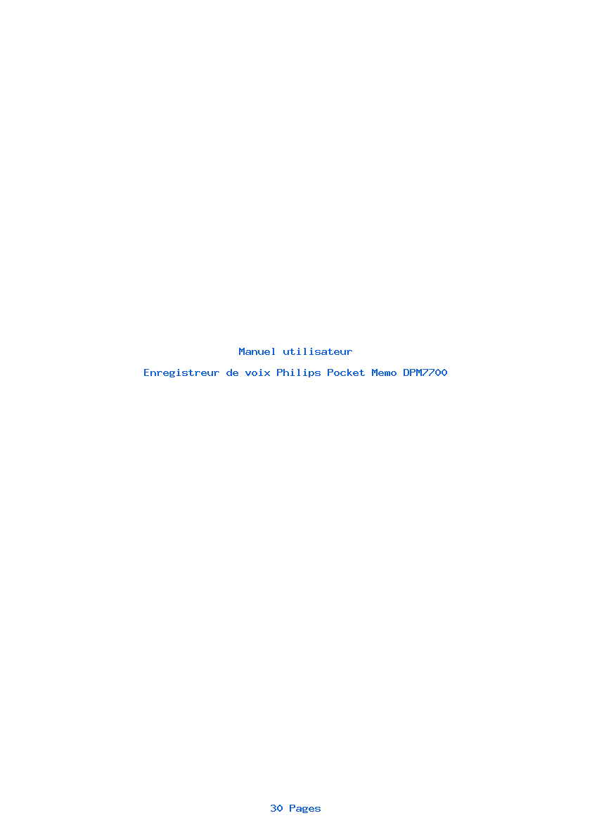 Page 1 de la notice Manuel utilisateur Philips Pocket Memo DPM7700