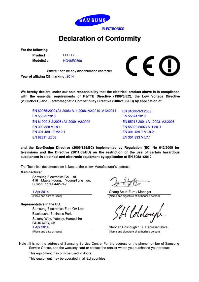 Page 1 de la notice Mode d'emploi Samsung HG40EC690DB