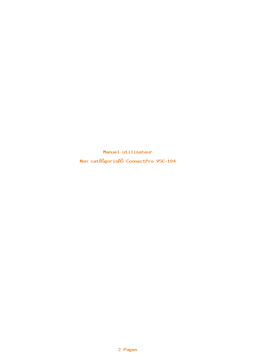 Page 1 de la notice Manuel utilisateur ConnectPro VSC-104