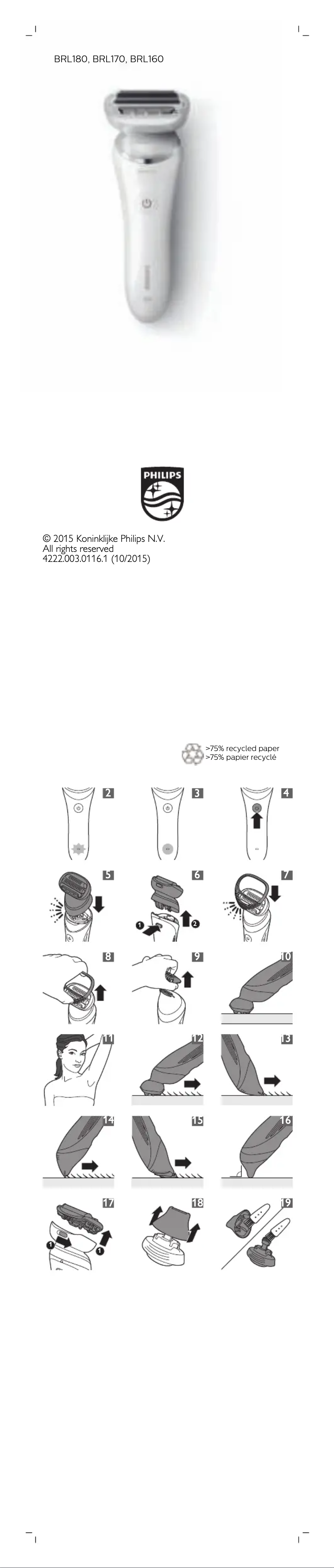 Página 1 del manual Manual de usuario Philips SatinShave Prestige BRL170