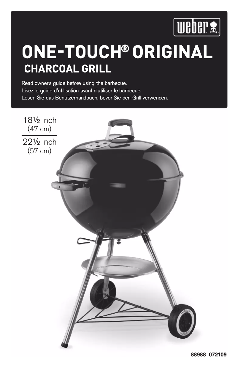 Page 1 de la notice Manuel utilisateur Weber One-Touch Original 47x57cm
