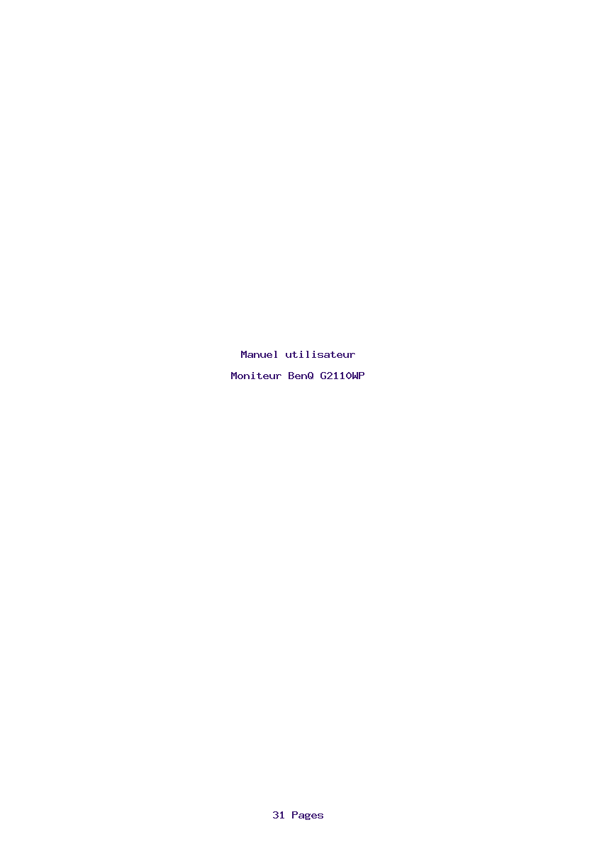 Page 1 de la notice Manuel utilisateur BenQ G2110WP