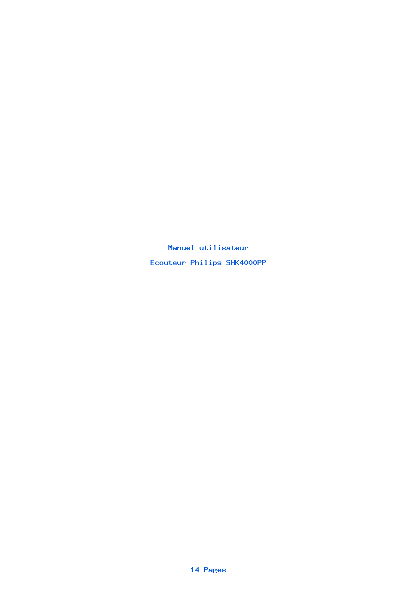 Page 1 de la notice Manuel utilisateur Philips SHK4000PP