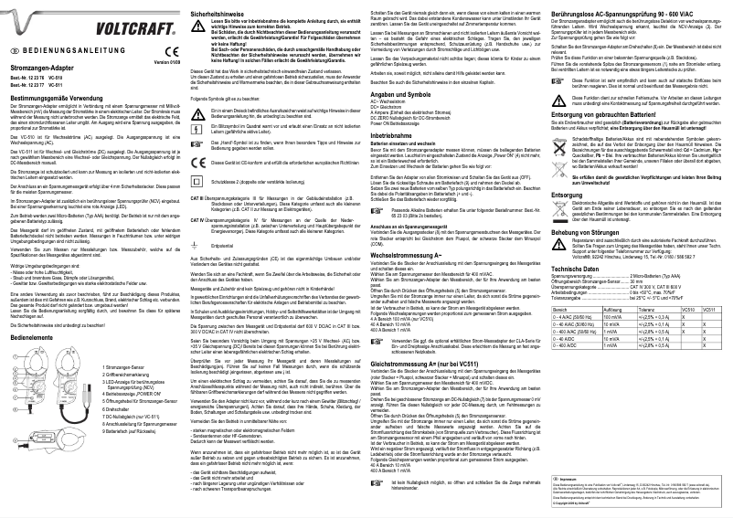 Page 1 de la notice Manuel utilisateur Voltcraft VC-510