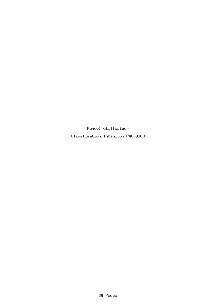 Page 1 de la notice Manuel utilisateur Infiniton PAC-93CB