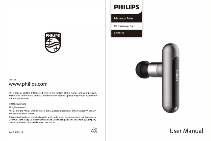 Page 1 de la notice Manuel utilisateur Philips PPM7303