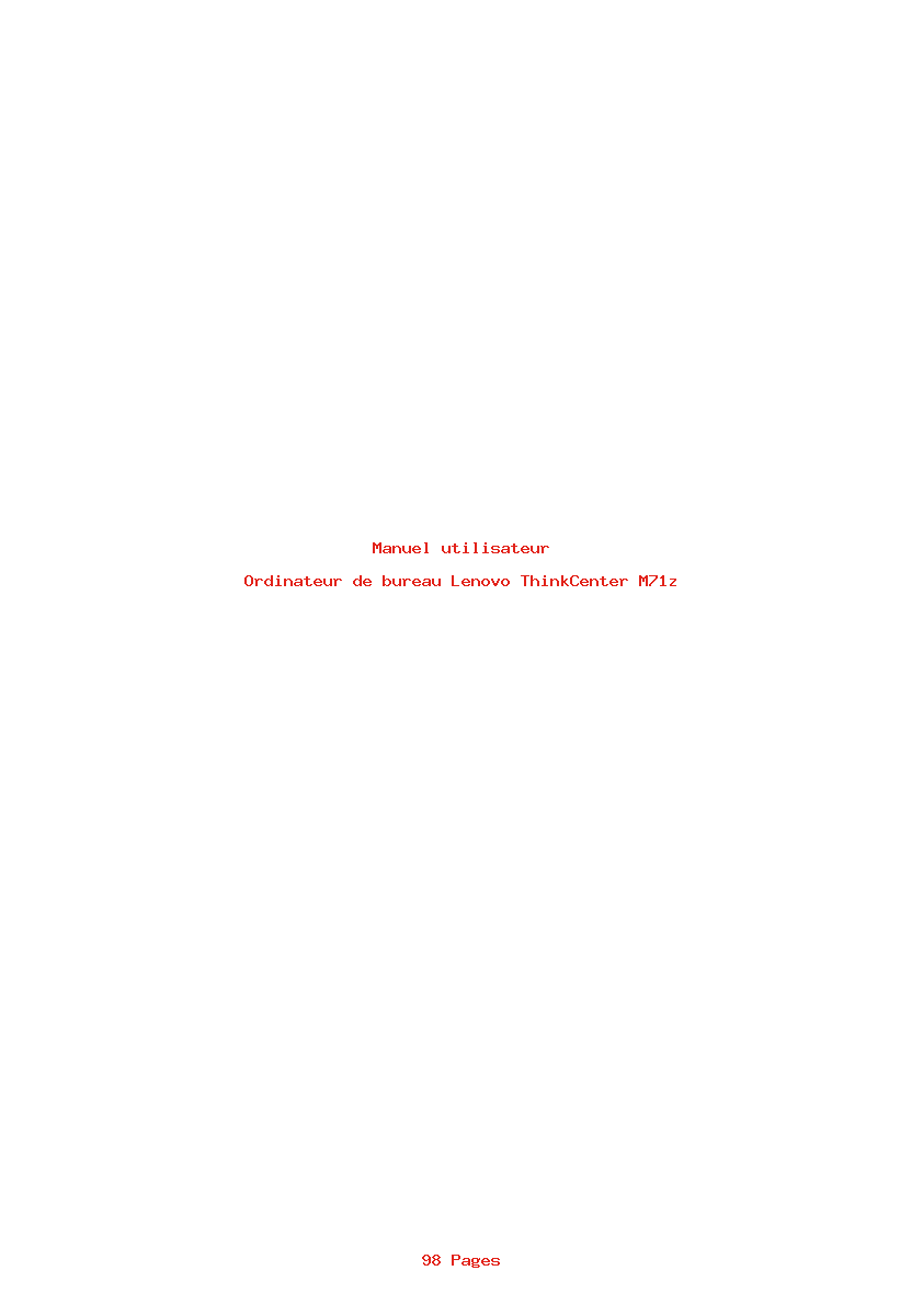 Page 1 de la notice Manuel utilisateur Lenovo ThinkCenter M71z