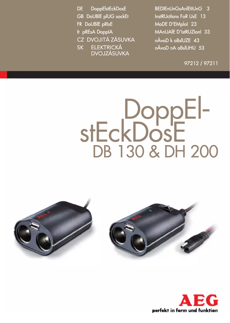 Page 1 de la notice Manuel utilisateur AEG DB 130