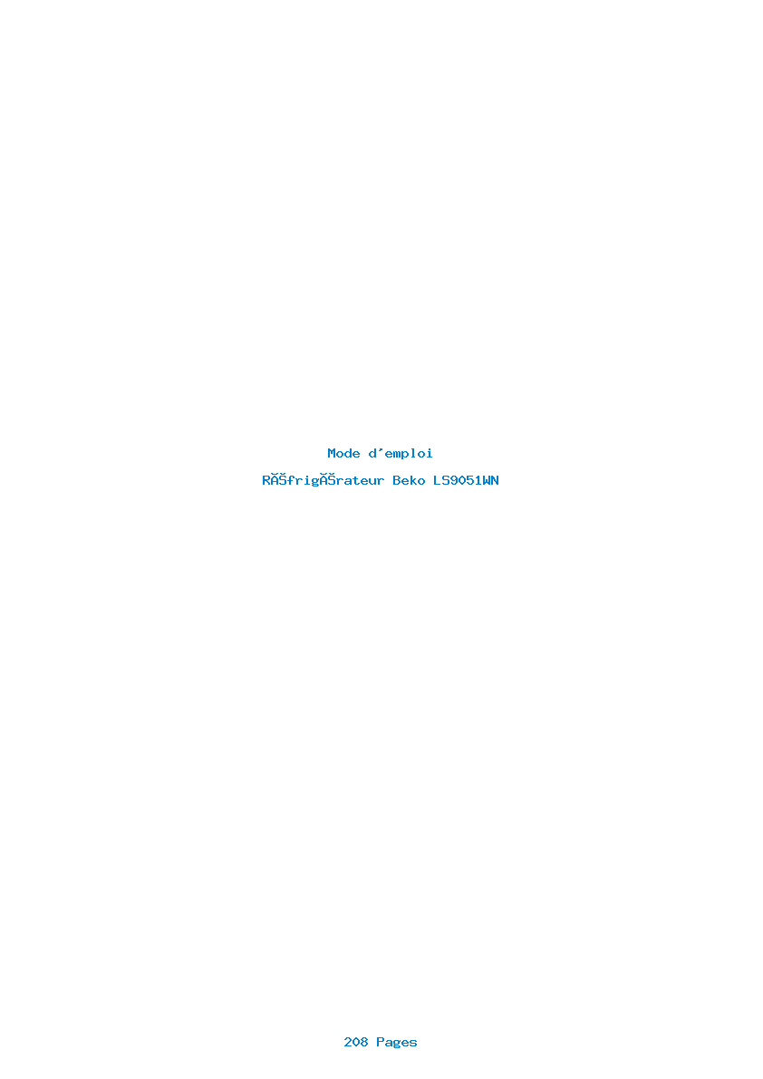 Page 1 de la notice Mode d'emploi Beko LS9051WN