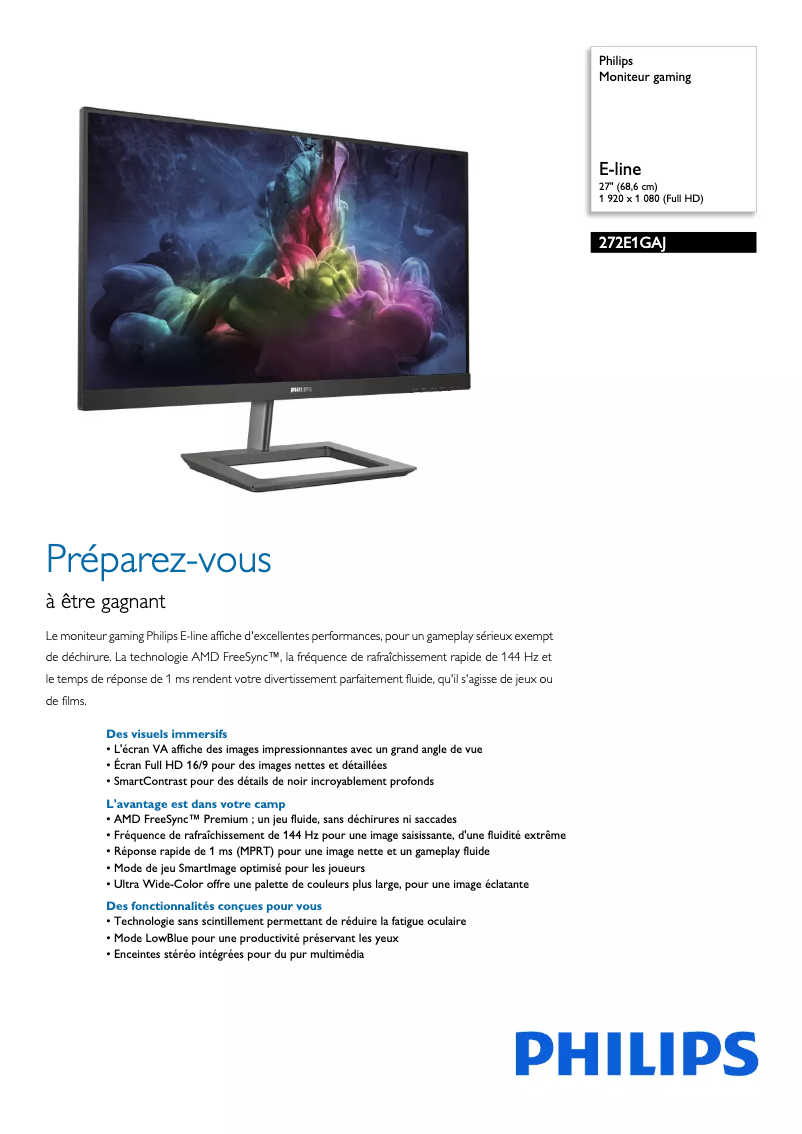 Page n°1 - Fiche technique Philips 272E1GAJ