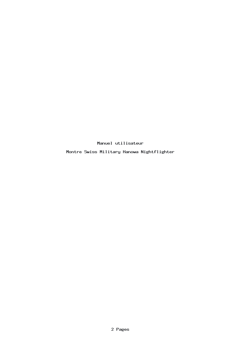 Page 1 de la notice Manuel utilisateur Swiss Military Hanowa Nightflighter
