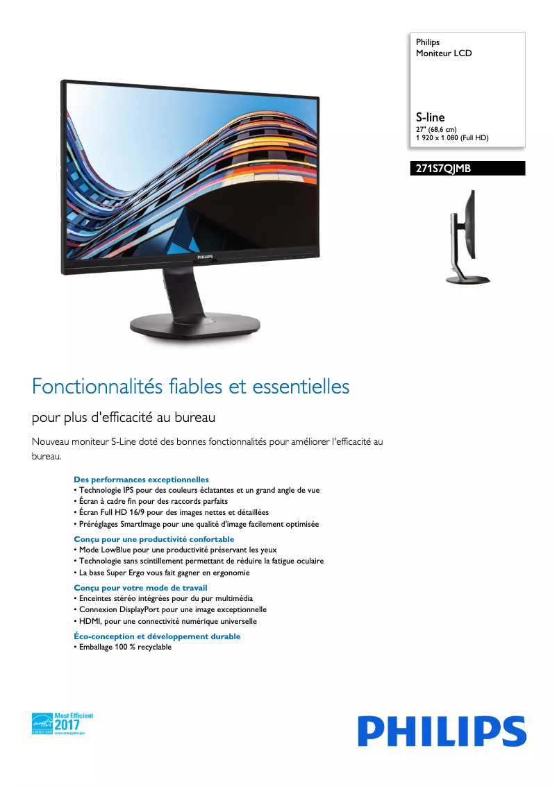 Página 1 del manual Ficha técnica Philips Brilliance 271S7QJMB