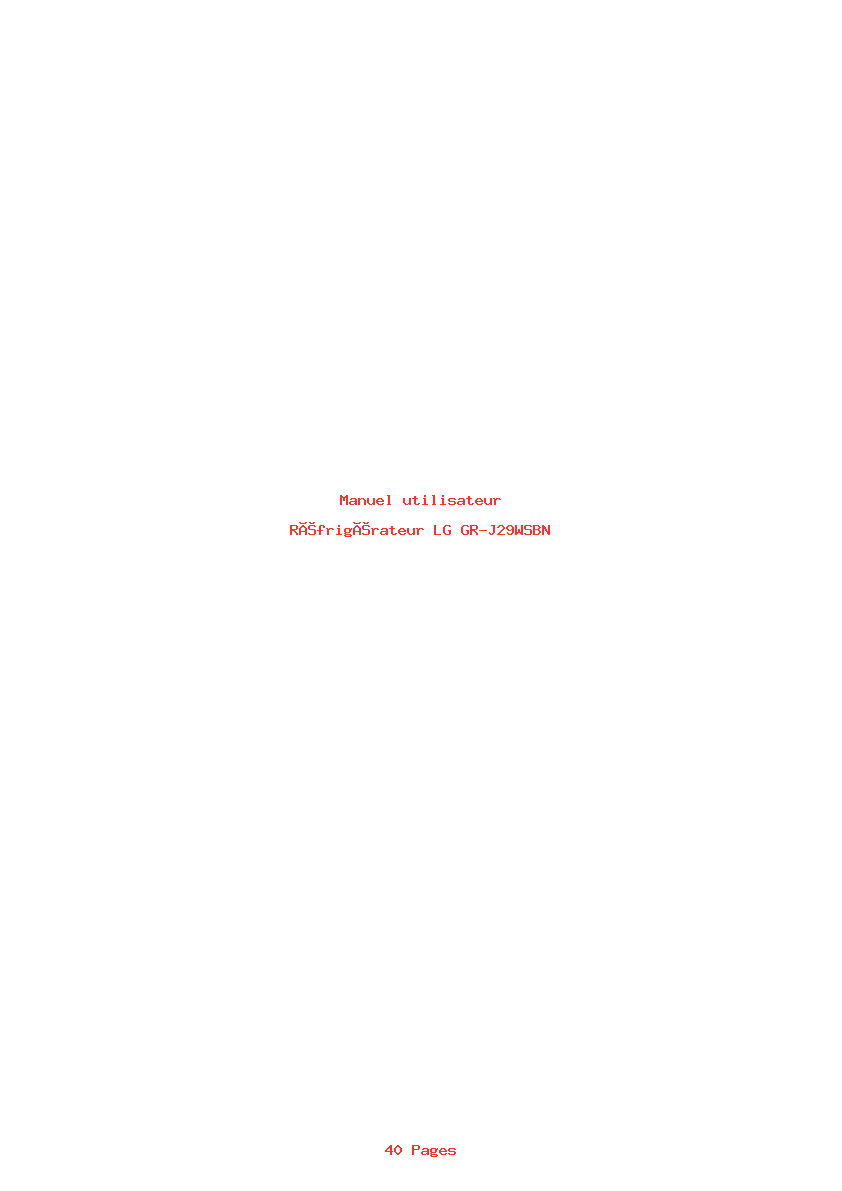 Page 1 de la notice Manuel utilisateur LG GR-J29WSBN