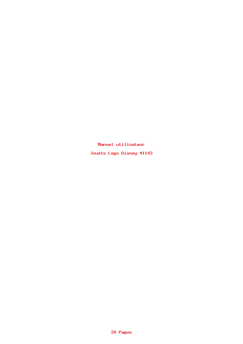 Page 1 de la notice Manuel utilisateur Lego Disney 41143