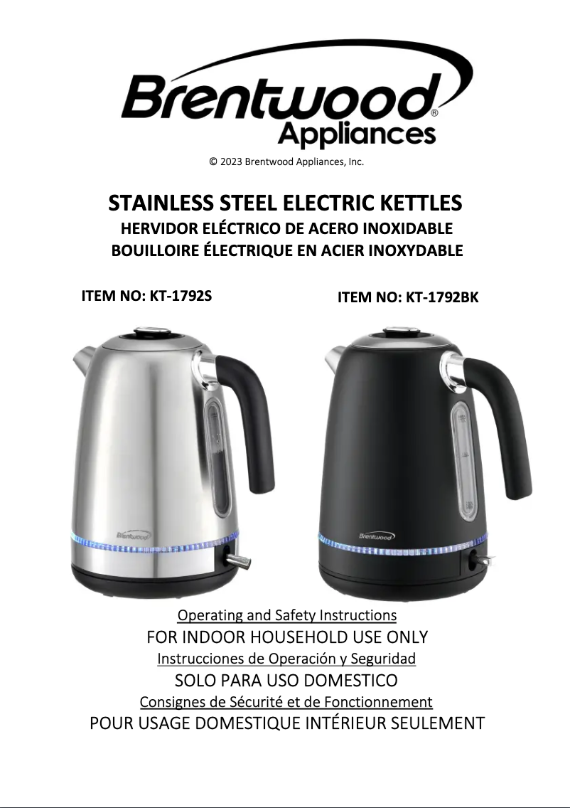 Page 1 de la notice Manuel utilisateur Brentwood KT-1792S