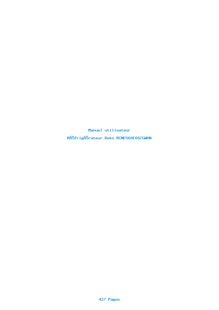 Page 1 de la notice Manuel utilisateur Beko RCNE560E60ZGWHN