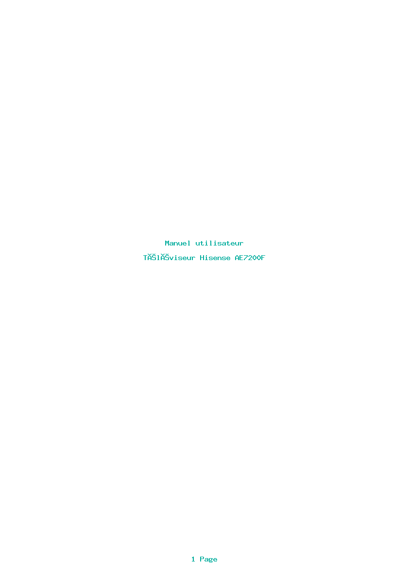 Page 1 de la notice Manuel utilisateur Hisense AE7200F