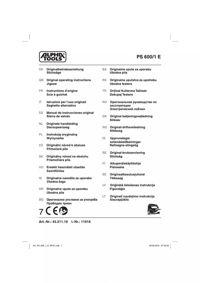 Page 1 de la notice Manuel utilisateur Alpha Tools PS 600/1 E