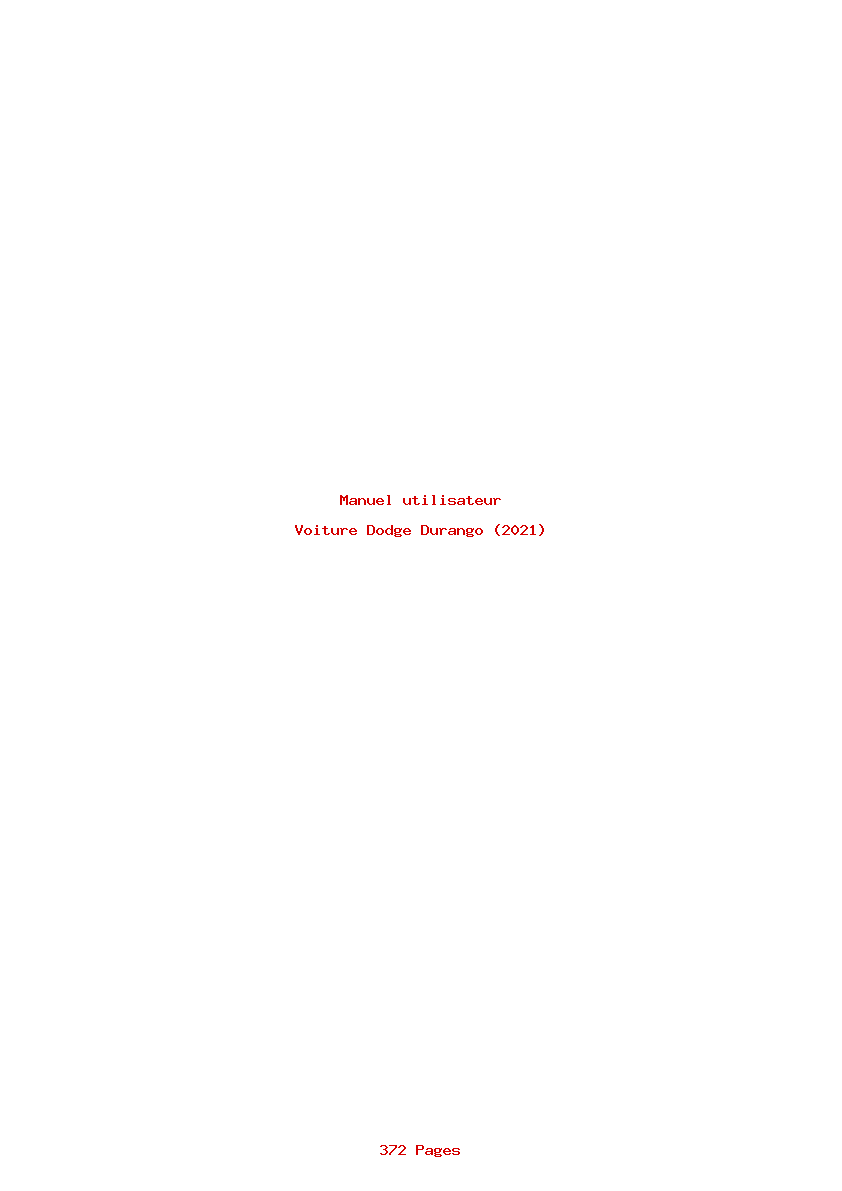 Page 1 de la notice Manuel utilisateur Dodge Durango (2021)