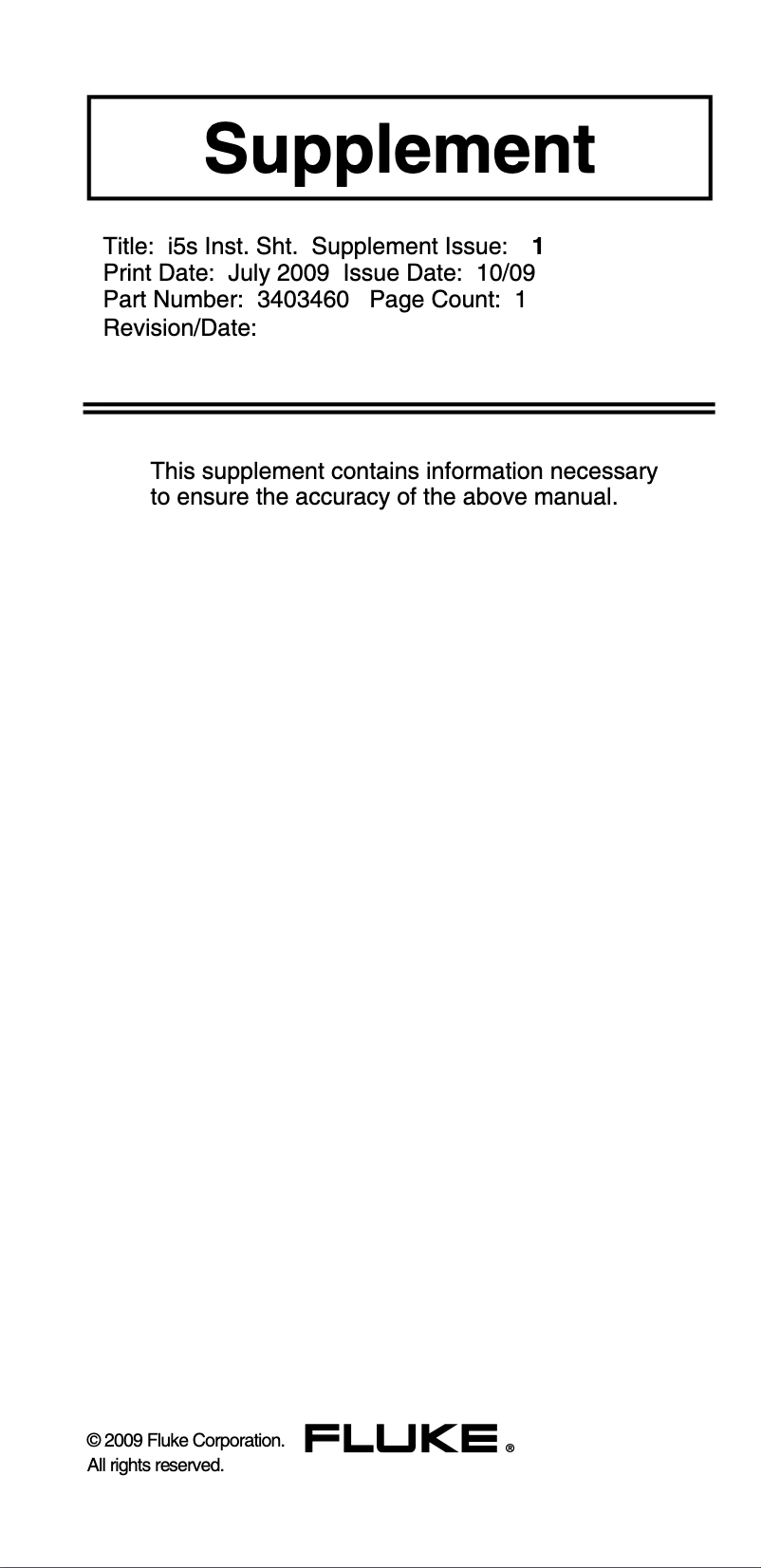 Page 1 de la notice Mode d'emploi Fluke i5S