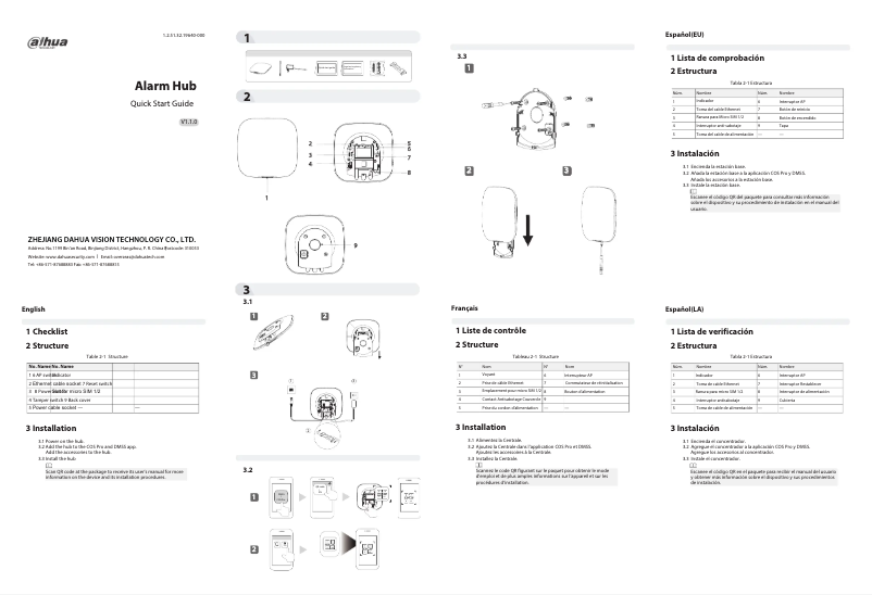 Page 1 de la notice Guide de démarrage rapide Dahua Technology ARC3000H-W2