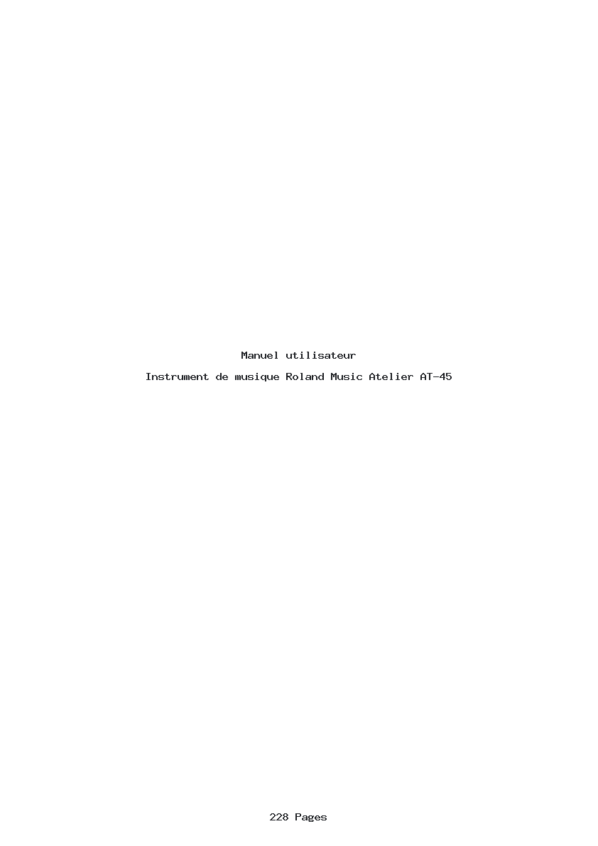 Page 1 de la notice Manuel utilisateur Roland Music Atelier AT-45