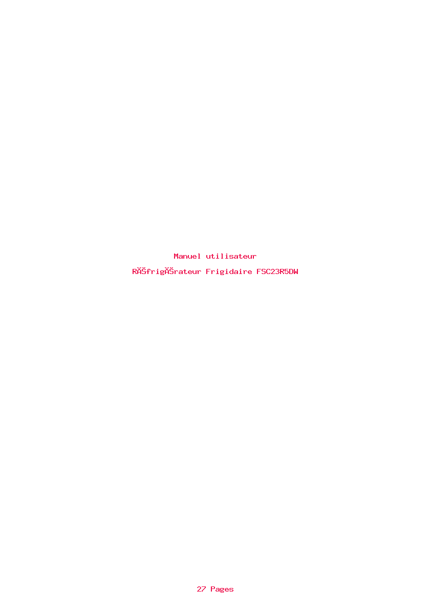 Page 1 de la notice Manuel utilisateur Frigidaire FSC23R5DW