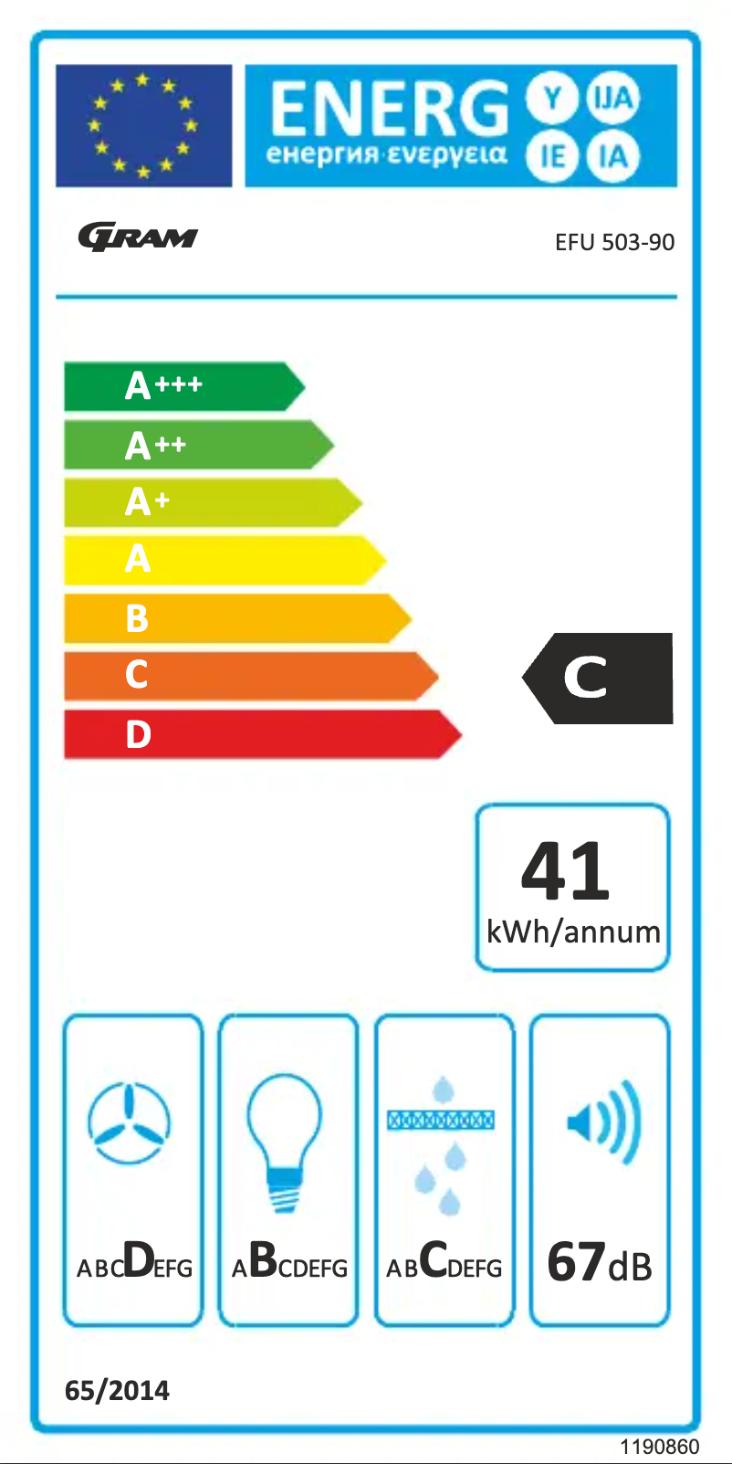 Page 1 de la notice Label énergétique Gram EFU 503-90