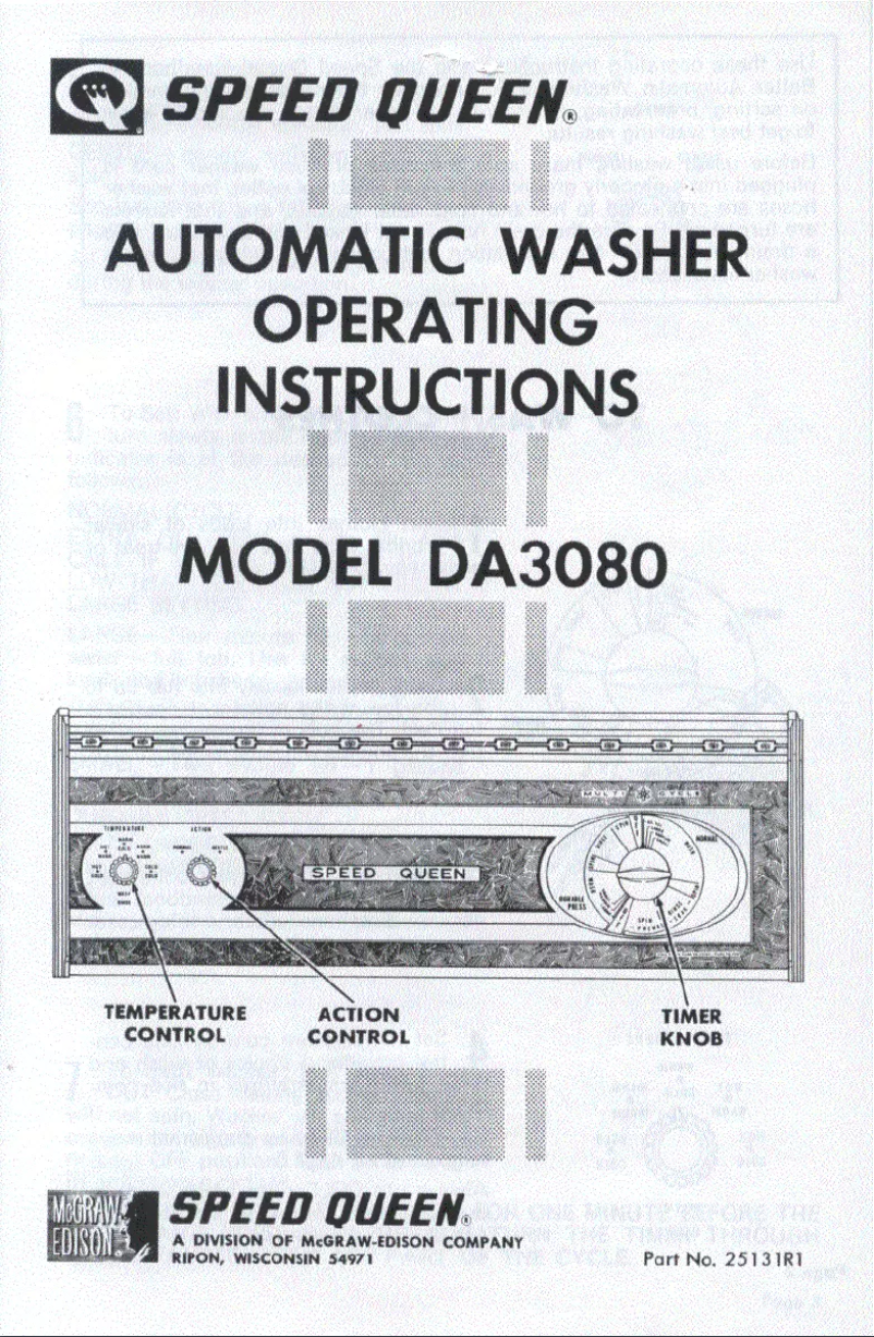 Página 1 del manual Manual de usuario Speed Queen DA3080