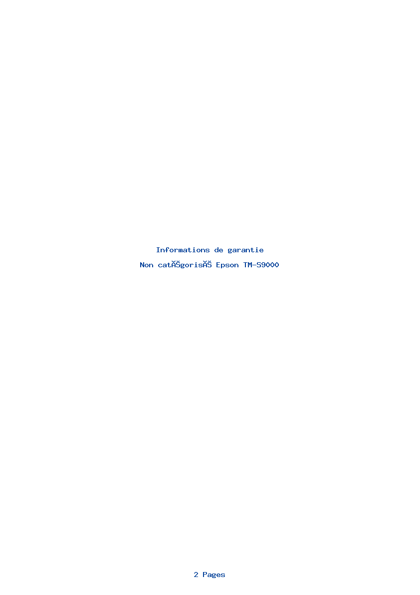 Page 1 de la notice Informations de garantie Epson TM-S9000