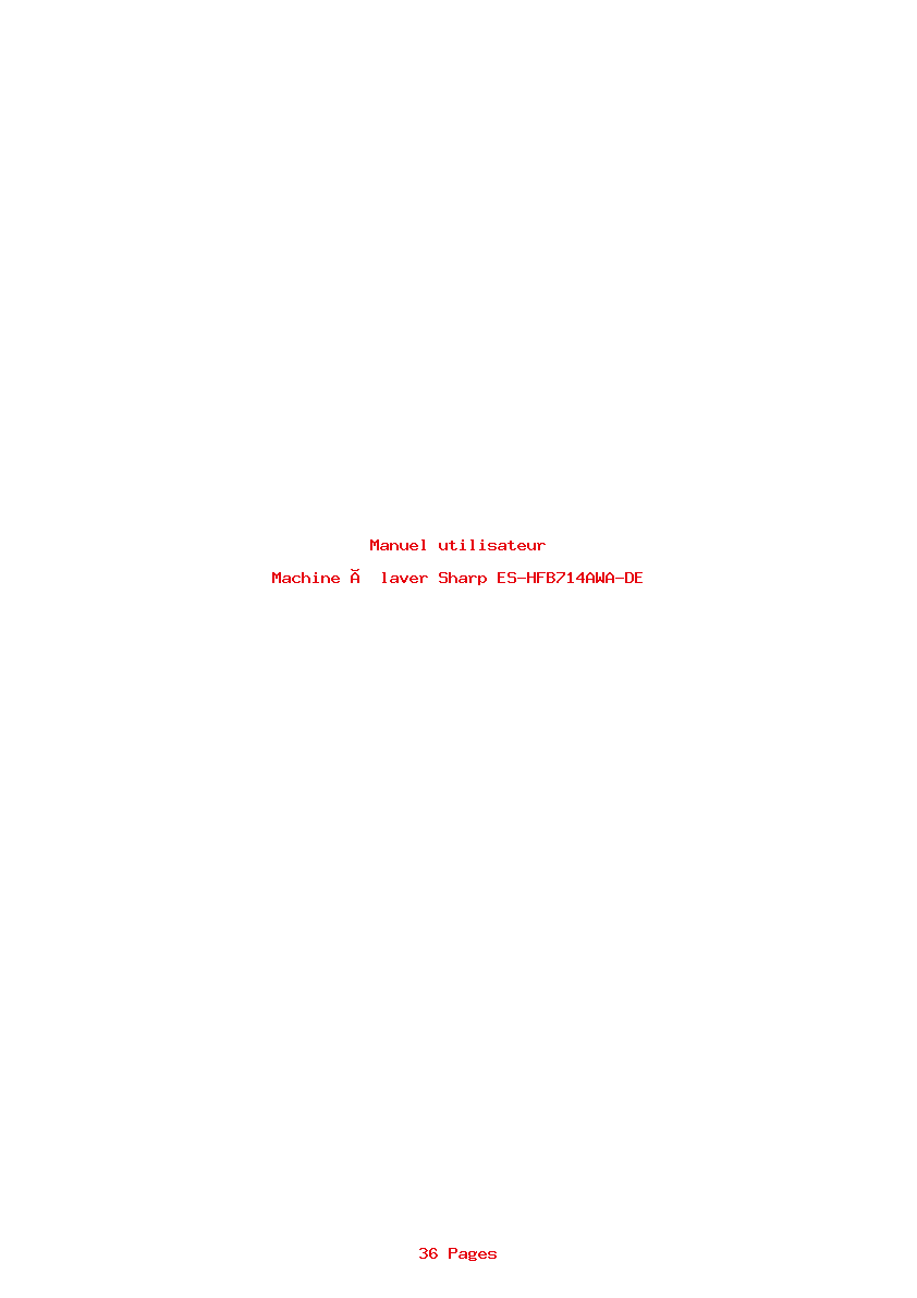 Page 1 de la notice Manuel utilisateur Sharp ES-HFB714AWA-DE