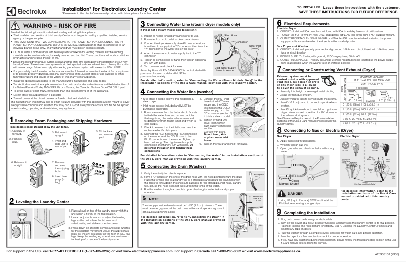 Página 1 del manual Guía de instalación Electrolux ELTG7300AW