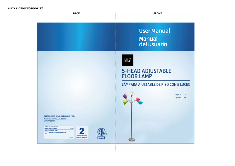 Page 1 de la notice Manuel utilisateur Easy Home 5 Head Adjustable Floor Lamp