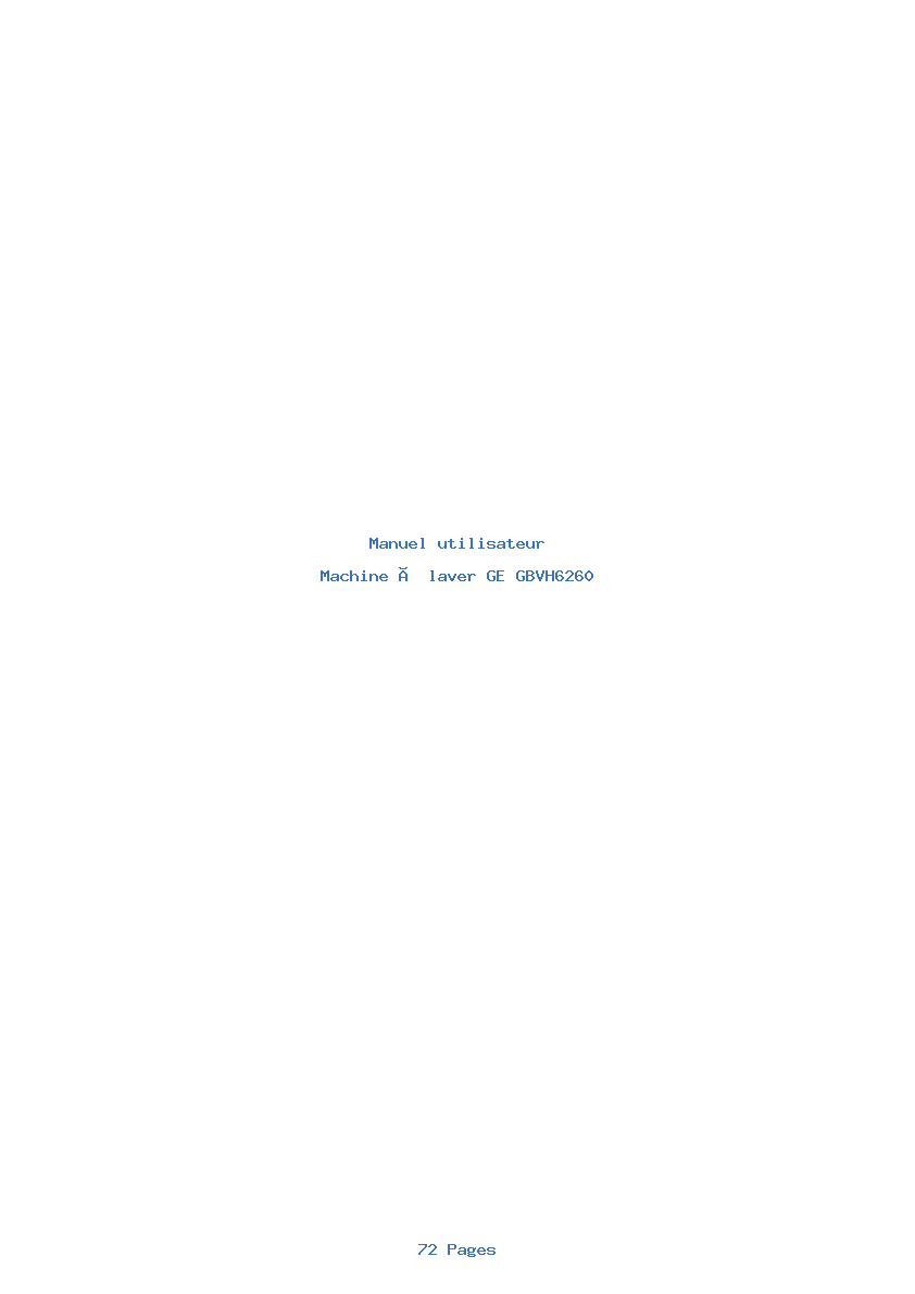 Page 1 de la notice Manuel utilisateur GE GBVH6260