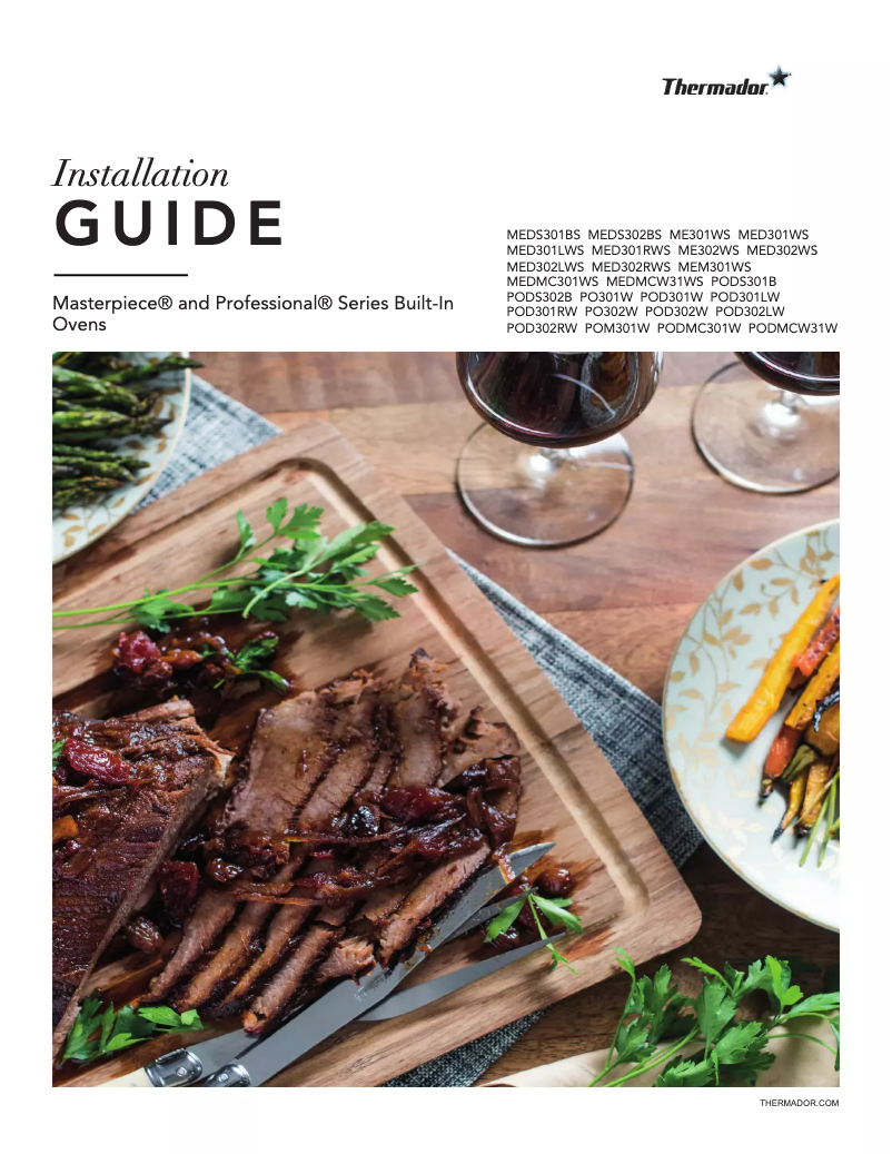 Page 1 de la notice Guide d'installation Thermador MEM301WS