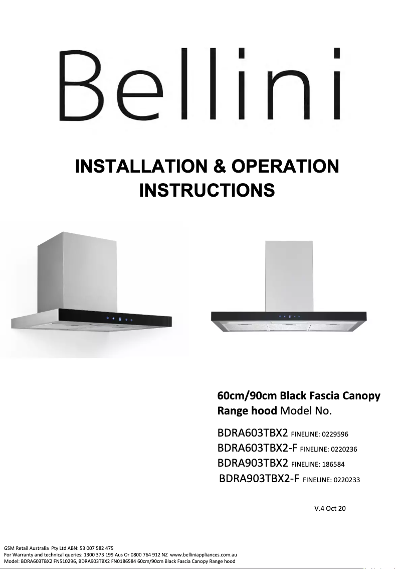 Page 1 de la notice Manuel utilisateur Bellini BDRA603TBX2