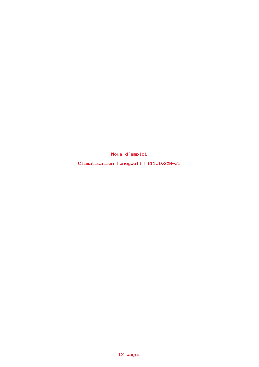 Page 1 de la notice Mode d'emploi Honeywell F111C1020W-3S