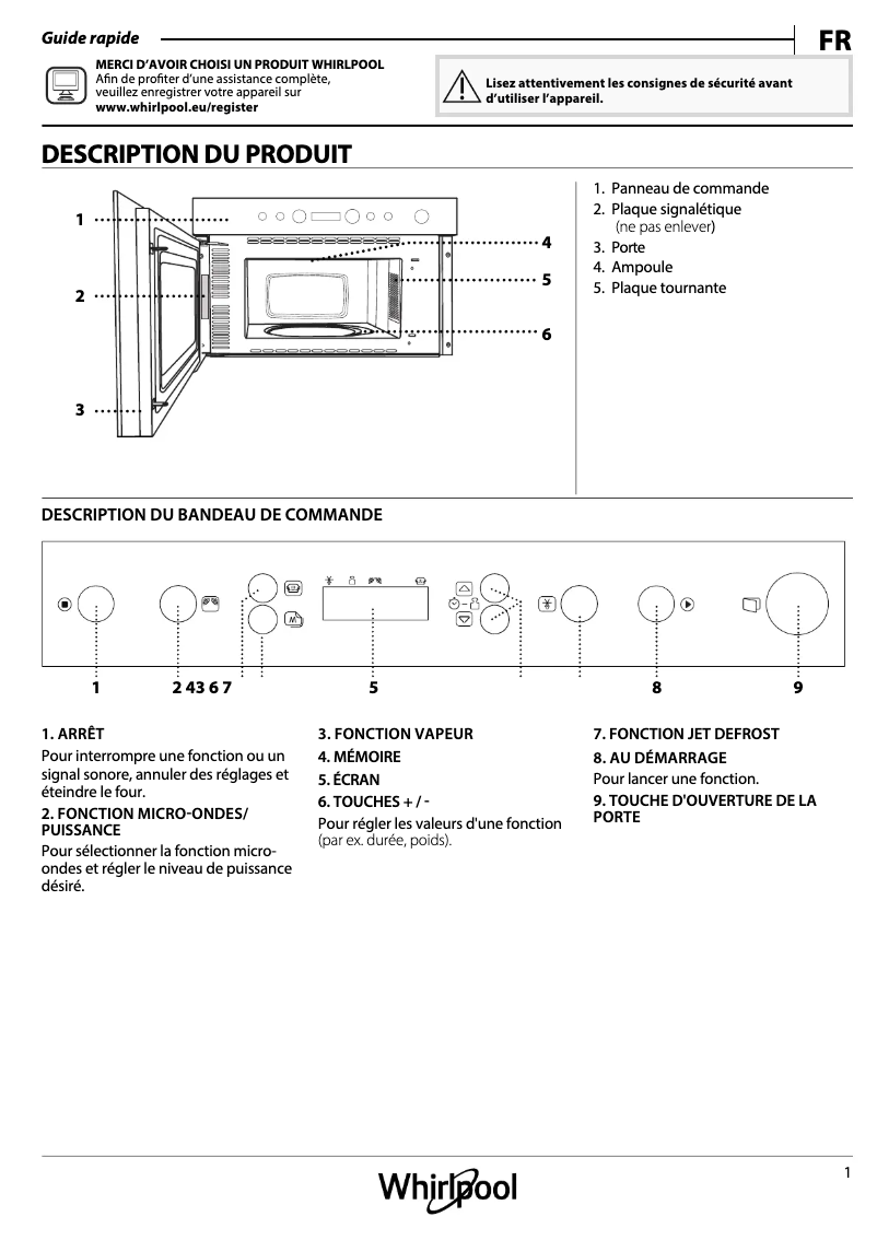 Página 1 del manual Manual de usuario Whirlpool AMW 424/IX