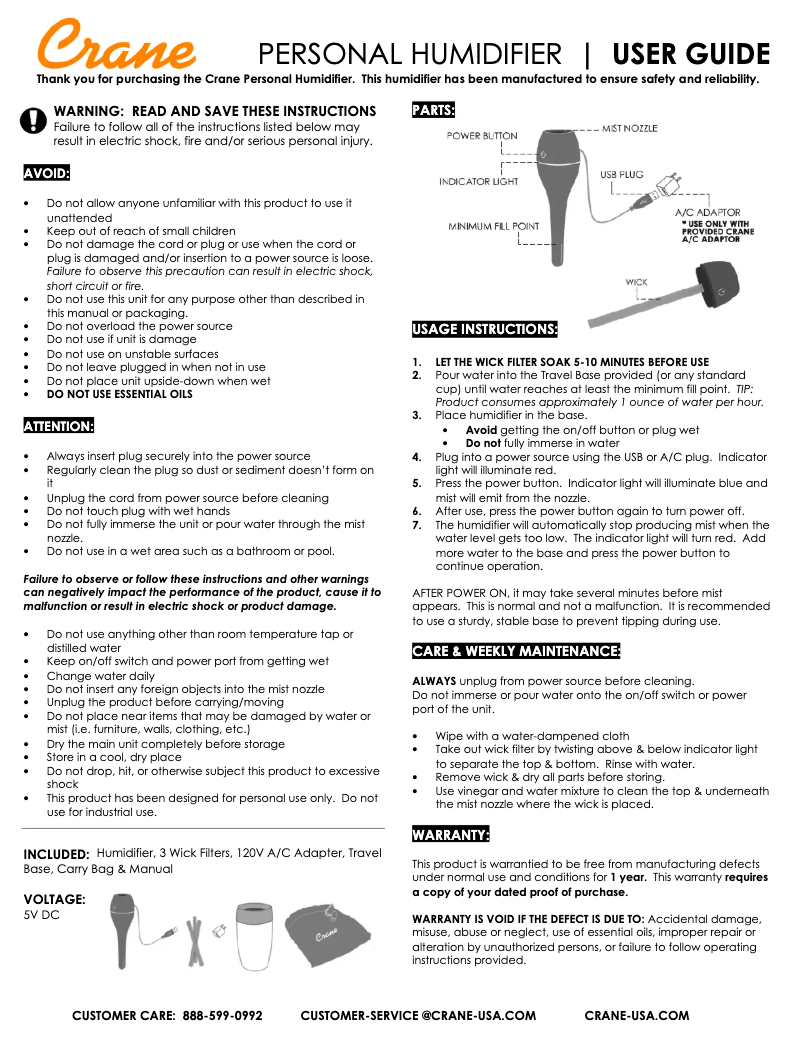 Page 1 de la notice Manuel utilisateur Crane EE-5950