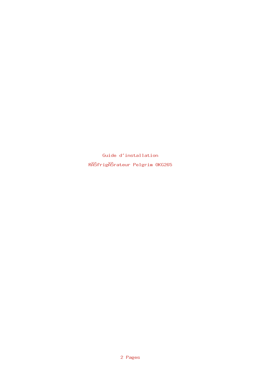 Page 1 de la notice Guide d'installation Pelgrim OKG265