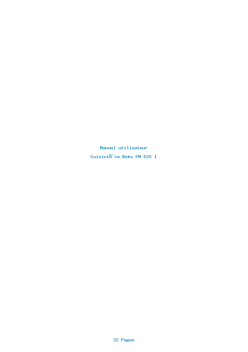 Page 1 de la notice Manuel utilisateur Beko FM 620 I