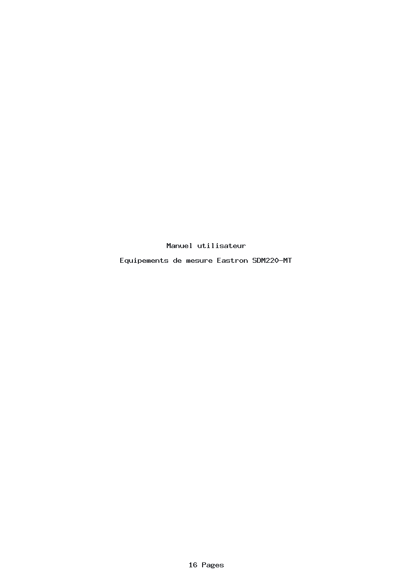 Page 1 de la notice Manuel utilisateur Eastron SDM220-MT