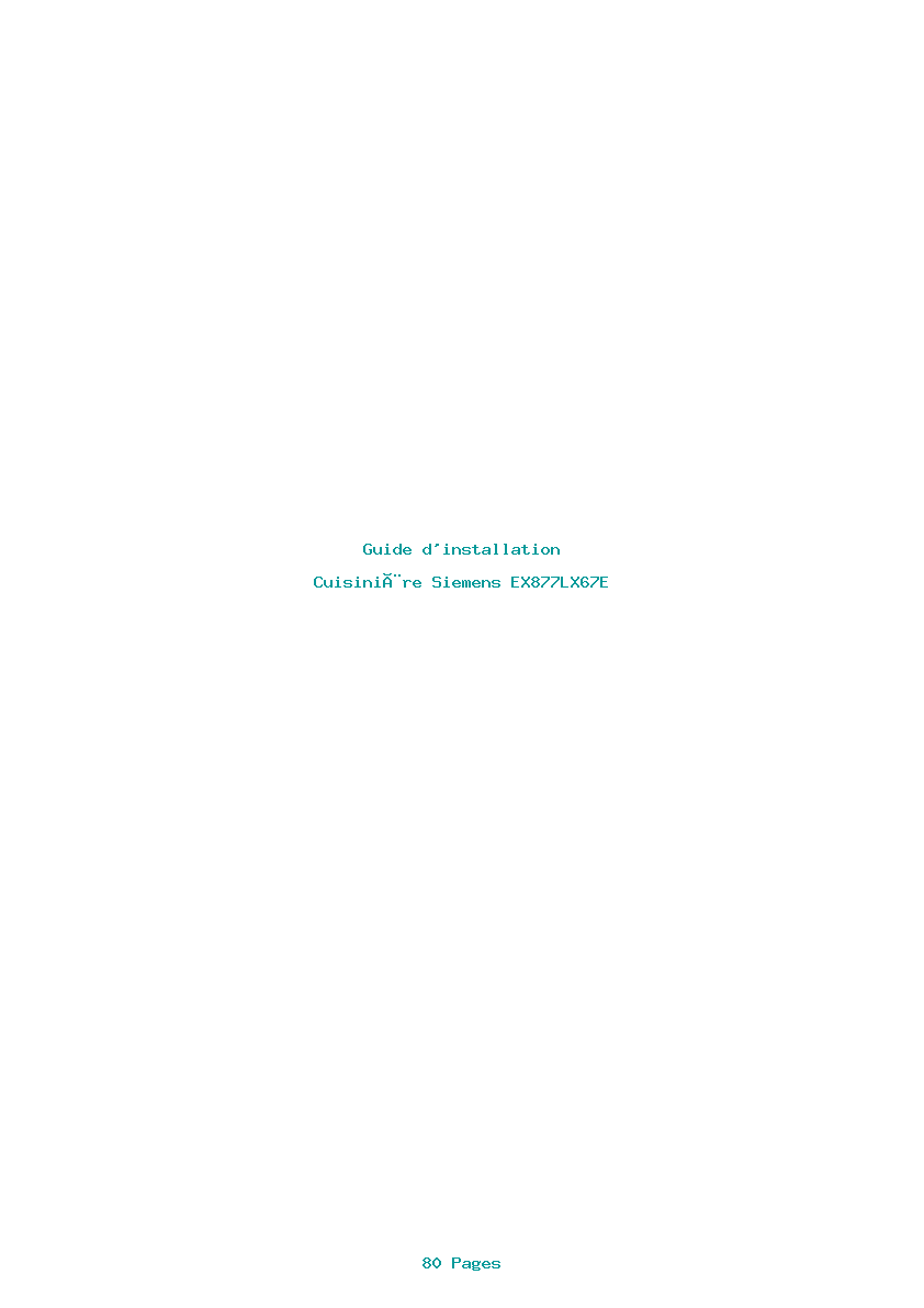 Page 1 de la notice Guide d'installation Siemens EX877LX67E