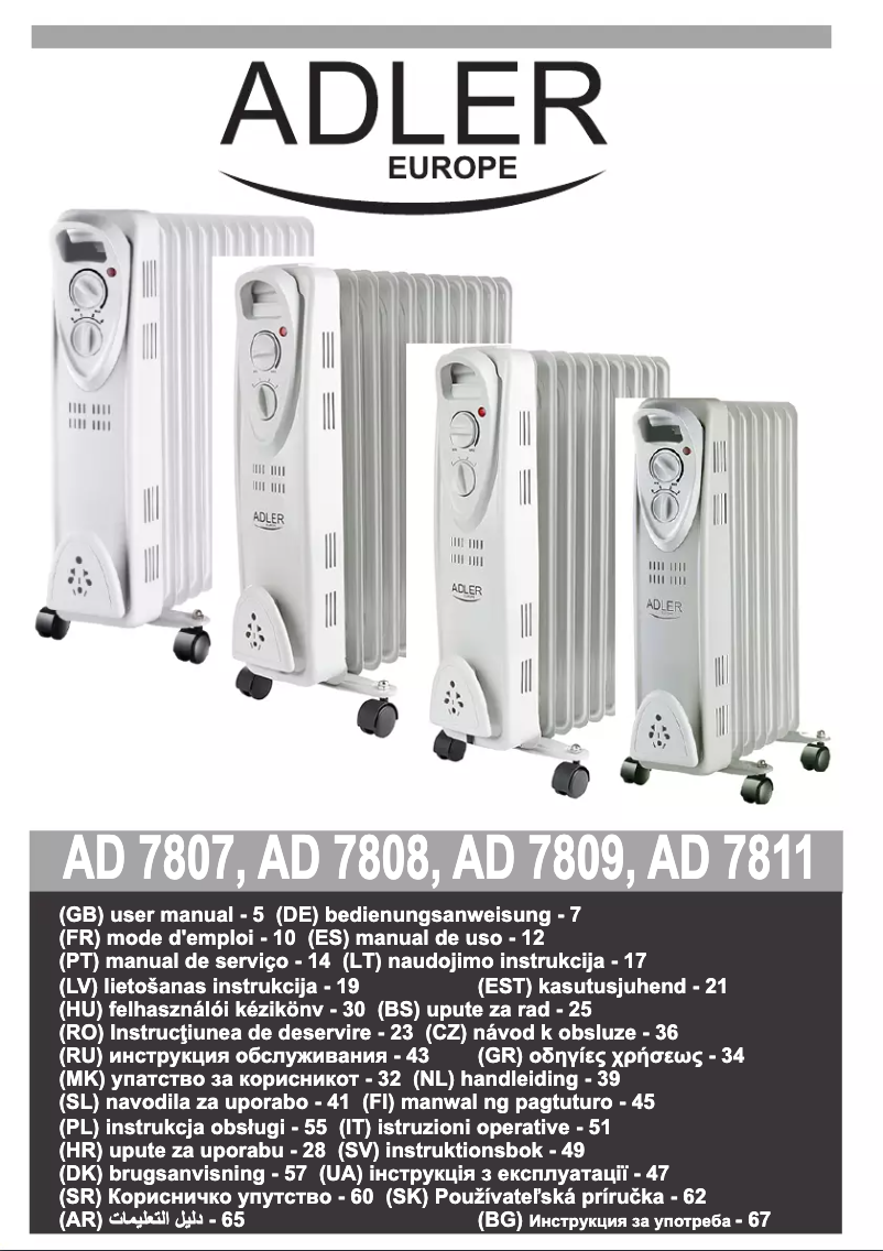 Page 1 de la notice Manuel utilisateur Adler AD 7809