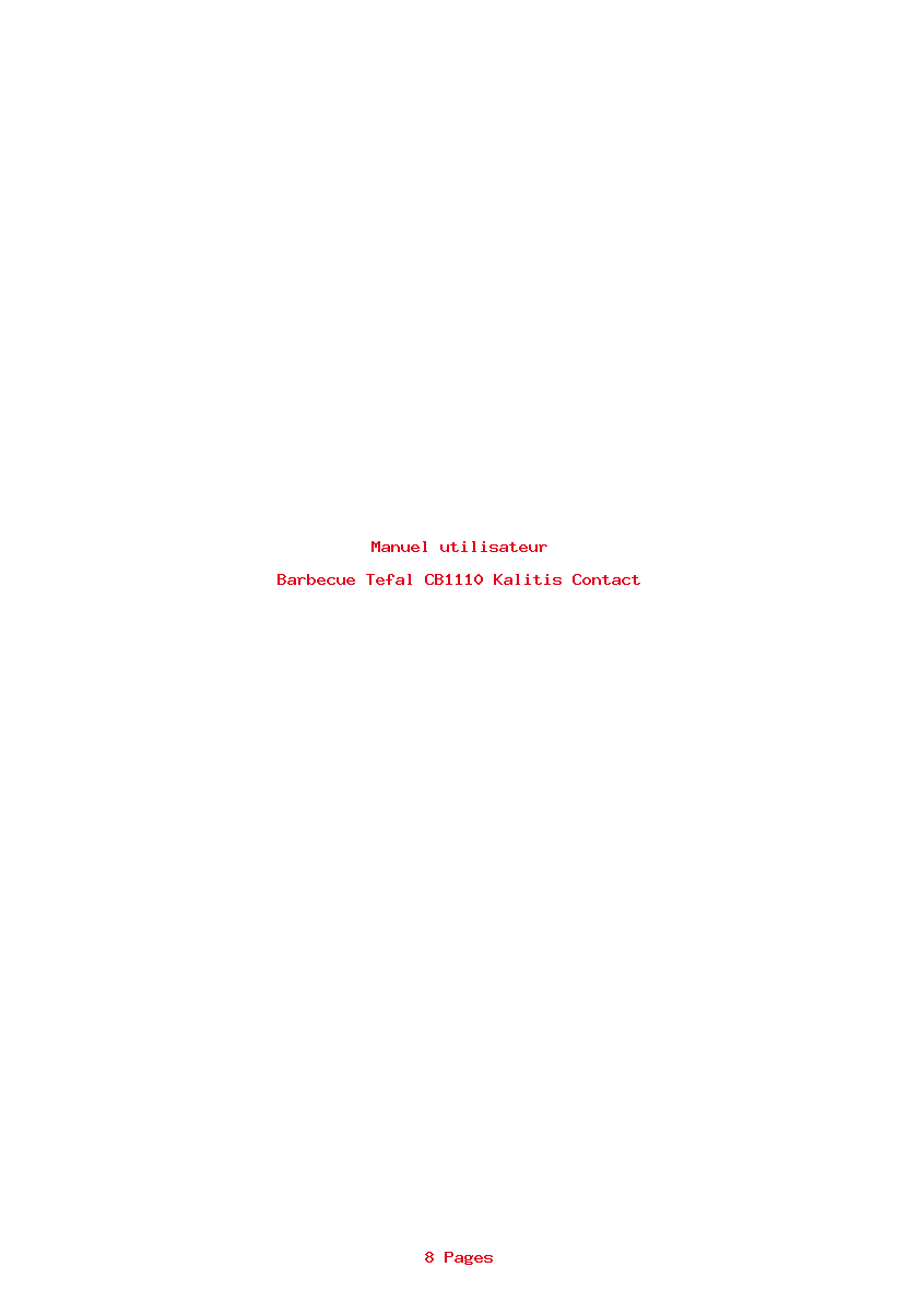 Page 1 de la notice Manuel utilisateur Tefal CB1110 Kalitis Contact