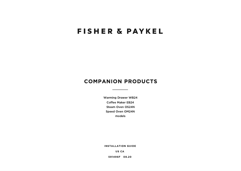 Page 1 de la notice Guide d'installation Fisher & Paykel EB24DSXB1