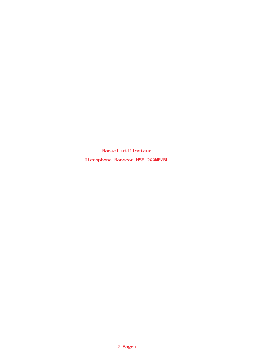 Page 1 de la notice Manuel utilisateur Monacor HSE-200WP/BL