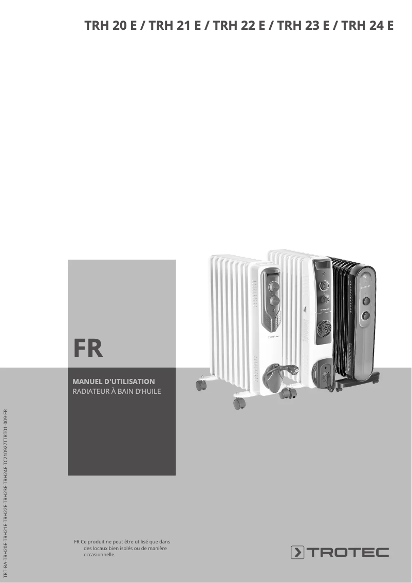 Page 1 de la notice Manuel utilisateur Trotec TRH 21 E